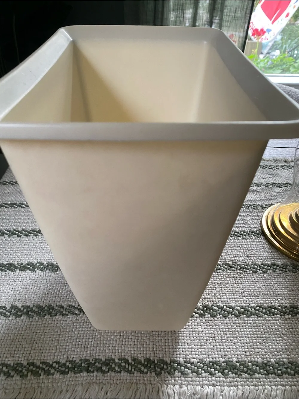 Vintage MCM Rubbermaid Bathroom Wastebasket Almond / Beige Color